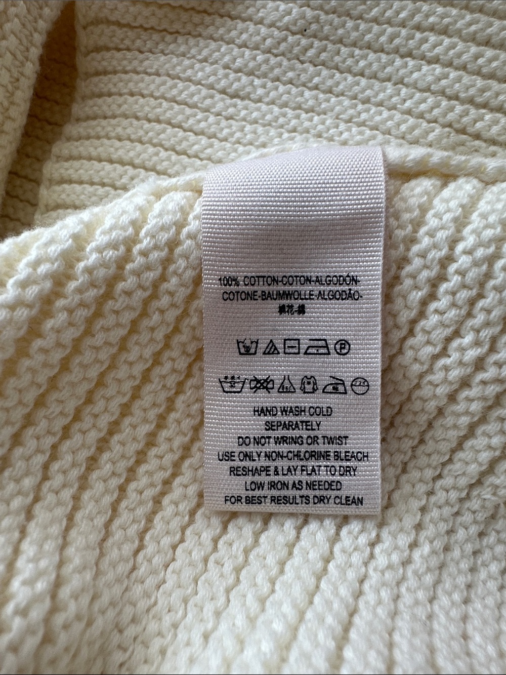 Oversized Cream V-Neck Ribbed Women's Sweater - Picture 2 of 5